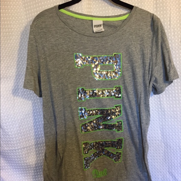 PINK Victoria's Secret Tops - Victoria secret pink sequined T-shirt Lg